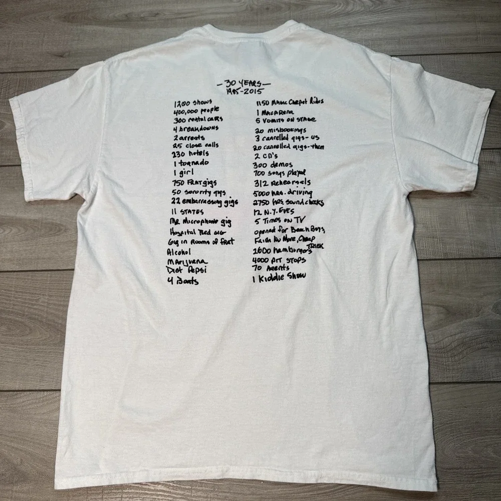 Vintage Mel And The Party Hats Large T Shirt Band Music 30 Years 1985-2015 White - Picture 8 of 15